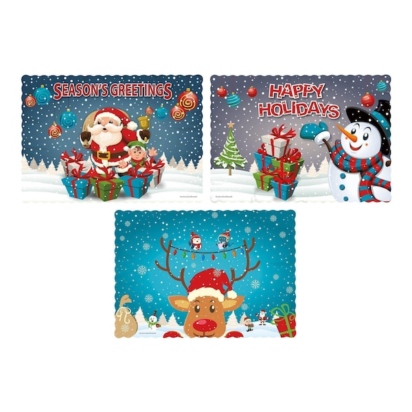 Hoffmaster 9.75" x 14" Winter Wonderland Multipack Paper Placemats PK 1000 702093 - main